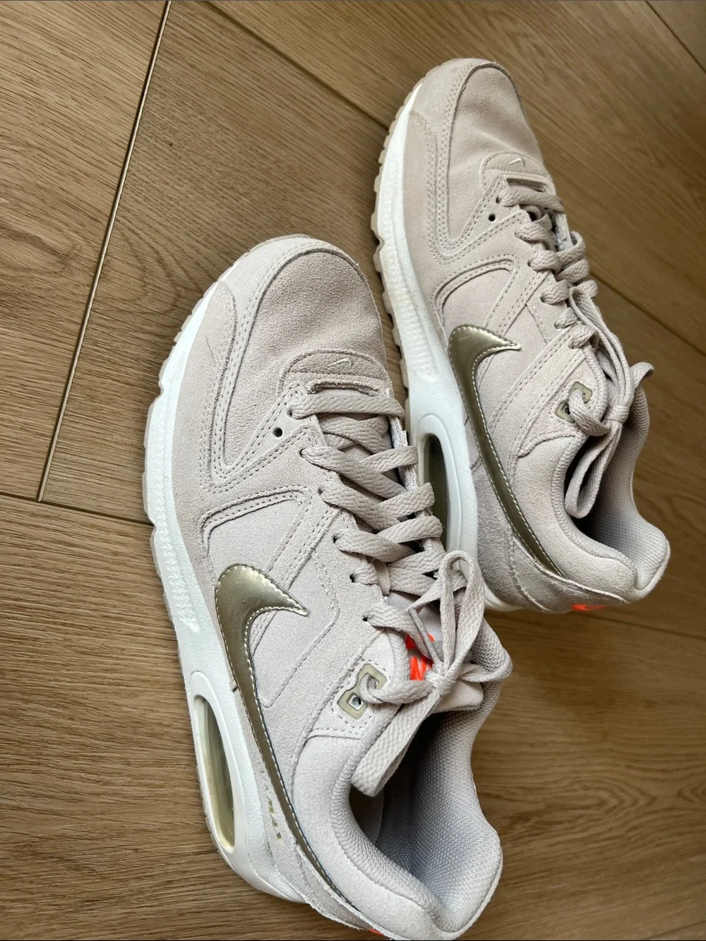 Nike Women's Air Max Command Sneakers in Light Beige with Gold Swoosh - Picture 2 of 10